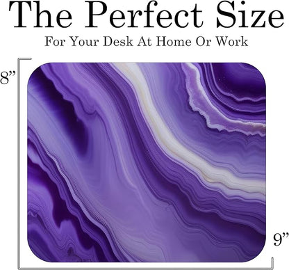 Purple Marble Agate Mouse Pad Mat Mousepad for Desk Computer Laptop PC Gaming Home or Office Gift Marbled Abstract (Deep Purple MP16)