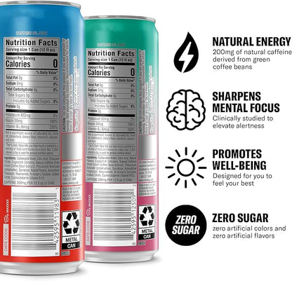 Cellucor C4 Smart Energy Drinks Variety Pack, Sugar Free Performance Fuel & Nootropic Brain Booster, Coffee Substitute or Alternative, 4 Flavor Berry Breeze Variety 12 Pack