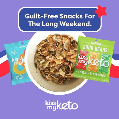 Kiss My Keto Sugar Free Gummies, Sour Cola 32-Pack – Satisfy Cravings while Staying in Ketosis – High Fiber, 6g Net Carbs, Non-GMO, Vegan, & Gluten-Free – Low-Calorie Vegan Candy