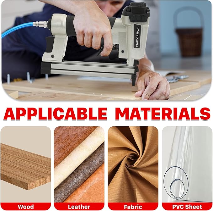 KEENTECH Pneumatic Staple Gun 21 Gauge, Air Upholstery Stapler with 3000pcs 1/2" Crown Staples 1/4"-5/8", Ready-to-Use Pneumatic Nail Gun Tool Set with Safety Trigger for Wood Furniture Fabric Leather