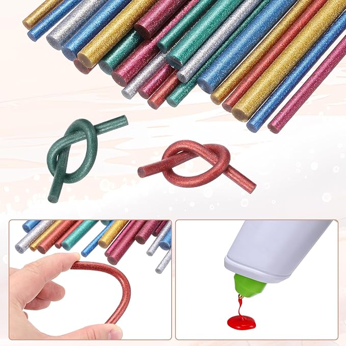 PATIKIL Hot Glue Sticks for Glue Gun, 20 Pcs Colored Hot Melt Adhesive Bulk Sticks for DIY Craft Projects Art Decoration Home Repairs, Dark Green (3.9" x 0.28")