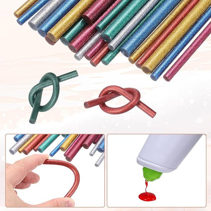 PATIKIL Hot Glue Sticks for Glue Gun, 20 Pcs Colored Hot Melt Adhesive Bulk Sticks for DIY Craft Projects Art Decoration Home Repairs, Dark Green (3.9" x 0.28")