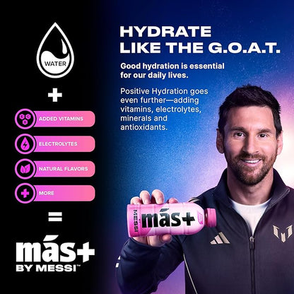 Más+ By Messi Greatest Grape, Sports Drink & Hydration Beverage, Natural Flavors with Vitamins and Electrolytes, No Artificial Sweeteners or Colors, 12-pack