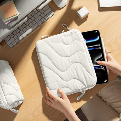 tomtoc 360 Protective Puffy Tablet Sleeve for 11-inch iPad Pro 2025 (M5/M4/(4th/3rd/2nd/1st Gen), 11-inch iPad Air (M3/M2 with Magic Keyboard/Smart Keyboard Folio, Quilted Soft Puffer iPad Case Bag