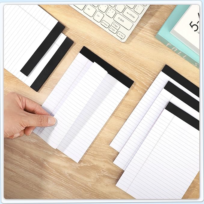 6 Pack Legal Pad 5x8, 180 Sheets Small Note Pad College Ruled Writing Pad Perforated Notepad for School, Office, To-Do Lists Grocery List Shopping List, 30 Sheets White