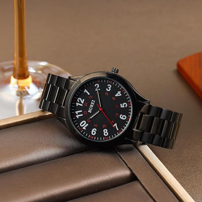 BUREI Men Watches Fashion Analog Stainless Steel Quartz Waterproof Watches,Gift for Men.