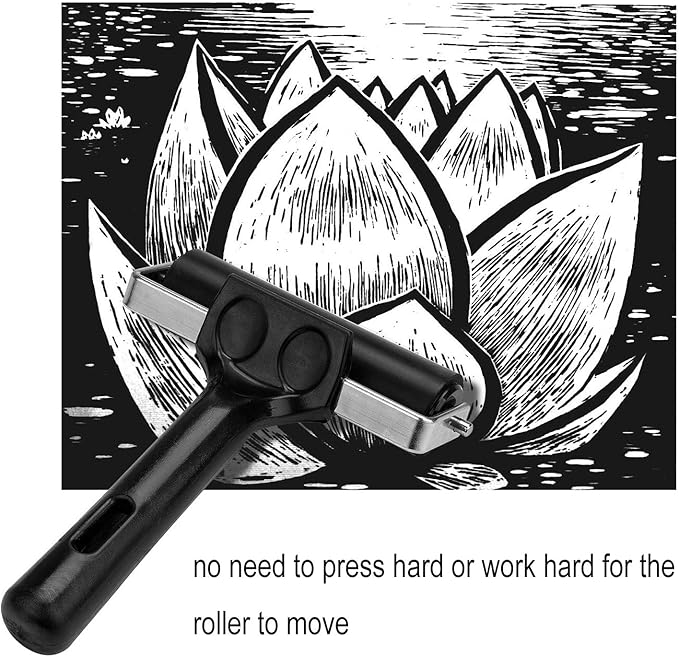 2 Pcs Rubber Roller, Hard Rubber Brayer Glue Roller for Construction Tools Printmaking Stamping Wallpaper Gluing Application, 3.8" and 2.2" (Black)