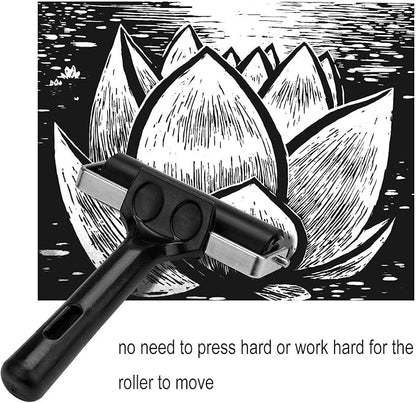 2 Pcs Rubber Roller, Hard Rubber Brayer Glue Roller for Construction Tools Printmaking Stamping Wallpaper Gluing Application, 3.8" and 2.2" (Black)
