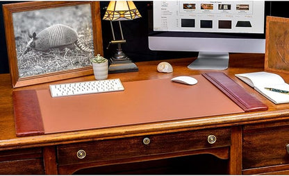 DACASSO Leather Desk Pad with Side Rails - Luxury Leather Desk Blotter for Writing - Executive Desk Surface Protector - (Mocha, 34 x 20)