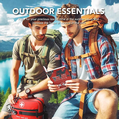 430 Piece First Aid Kit, Well-Organized Premium Waterproof Compact Trauma Medical Kits for Any Emergencies, Ideal for Home, Office, Car, Travel, Outdoor, Camping, Hiking, Boating (Red)