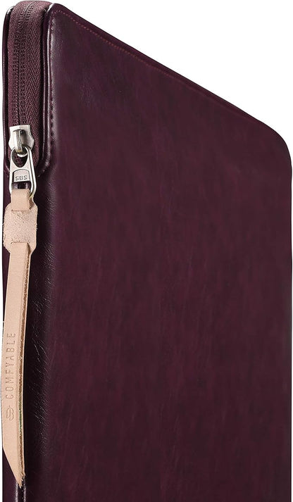 Comfyable Slim Protective Laptop Sleeve Compatible with 13/13.3/14 Inch MacBook Air & MacBook Pro, Mac Travel Case, Laptop Pouch, Slim PU Leather Cover M4/M3/M2/M1 2025-2021, Berry Brown