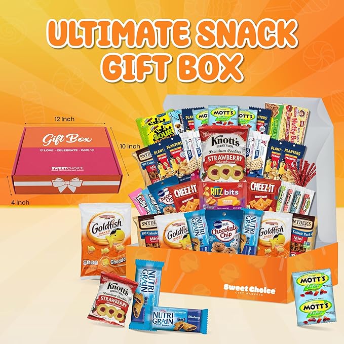 Snacks Variety Pack for Adults, Kids & Teens (40 Count) - Snack Box Variety Pack with Chips, Cookies & Bars - Care Package for College Students, Office Treats, Birthdays & Travel