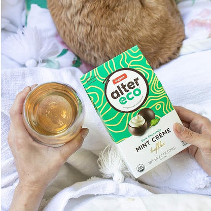 Alter Eco | Mint Creme Truffles | 58% Pure Dark Cocoa, Fair Trade, Organic, Non-GMO, Gluten Free Dark Chocolate Truffles | 80 Truffles
