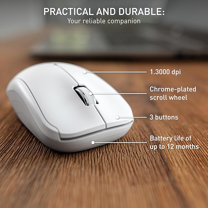 Cherry MW 2200 Compact Laptop Mouse with Nano USB Receiver and Carrying Pouch (White)