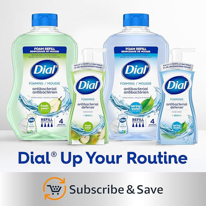 Dial Antibacterial Defense Foaming Hand Soap + Aloe, Spring Water Scent, 52 Fl Oz Hand Soap Refill, Dermatologist-Tested, Gentle on Skin