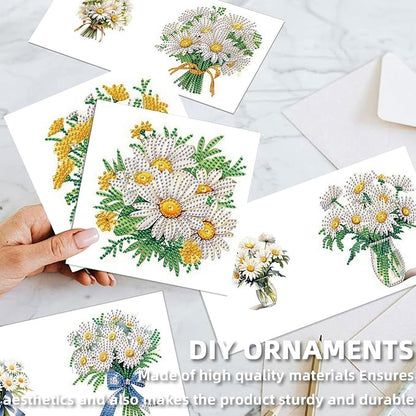 jinglinhh 12pcs Diamond Art Painting Lavender Daisy Flower Bouquet Greeting Cards with Envelopes, DIY Card Making Kits for Adults, Diamond Art Postcards Christmas Cards Craft Gifts