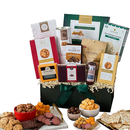 Snack Gift Basket Premium of Meat, Cheese, Cookies, Chocolate and Popcorn by GourmetGiftBaskets.com