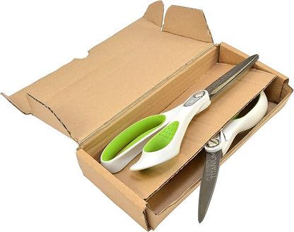 Westcott 16926 8-Inch Heavy-Duty CarboTitanium Scissors For Office and Home, Green/White, 2 Pack