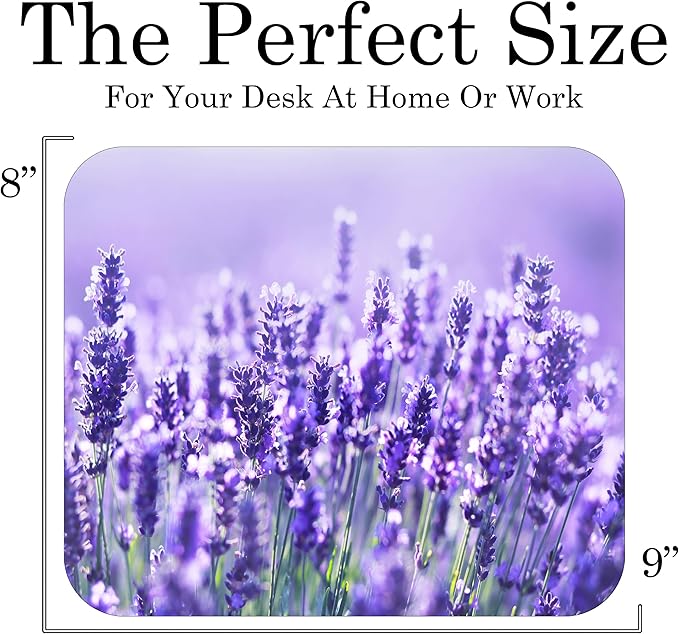 Floral Pattern Flower Mouse Pad Mat Mousepad for Desk Computer Laptop PC Gaming Home or Office Gift for Her Flowers (Lavendar MP105)
