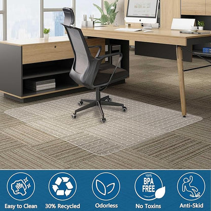 Office Chair Mat for Carpet, 72" x 46" Low Pile Carpet Protector Mat for Office Chair, Under Desk Office Mats for Rolling Chairs, Easy Glide, Rectangle