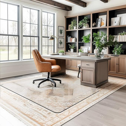 Office Chair Mat for Carpet & Hardwood, Upgraded 45" x 60" Tempered Glass Chair Mat for Office Home, with 4 Anti-Slip Pads