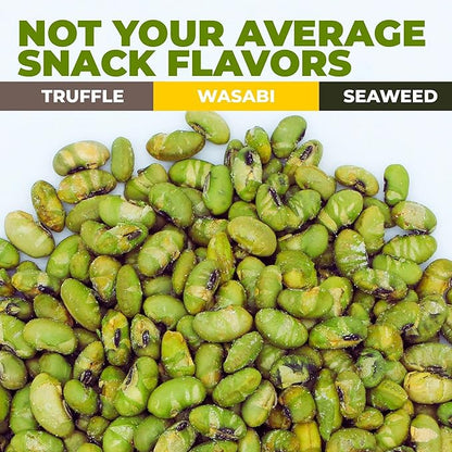 Crunchy Dry Roasted Edamame Beans Snack by Zest Delites, Truffle - Seaweed - Wasabi, Vegan, Low Calorie (120cal) High Protein Snacks (11g), Low Carb, Keto, 0.9 oz 24 Packs