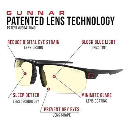Gaming Glasses | Blue Light Blocking Glasses | Torpedo/Onyx by GUNNAR | 65% Blue Light Protection, 100% UV Light, Anti-Reflective To Protect & Reduce Eye Strain & Dryness