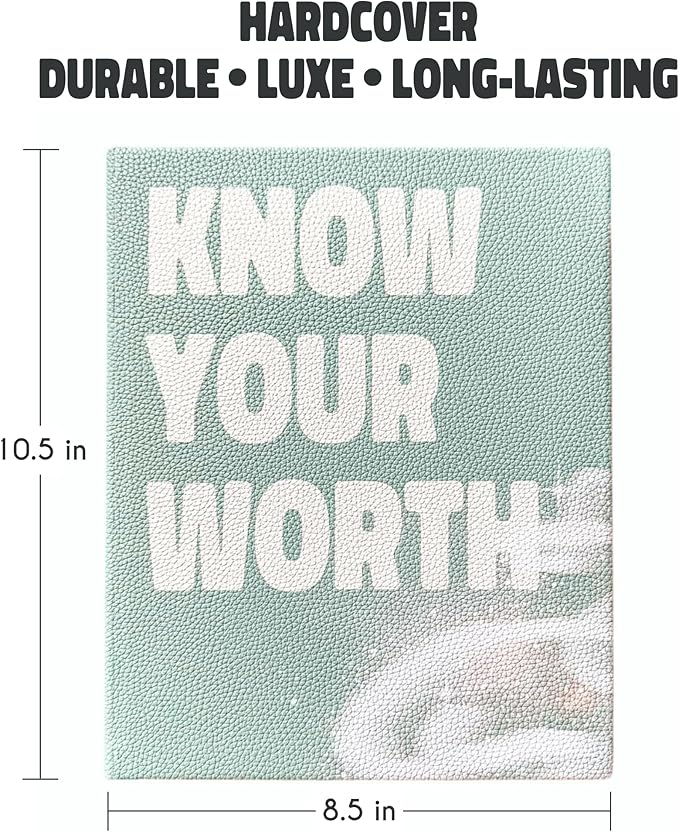 Know Your Worth Workbook by Angie Bellemare: Transformational Self-Growth & Mindset Journal for Women | 277-Page Full-Color Hardcover with 12 Chapters + 31-Day Challenge | Vegan Pebble-Leather Edition