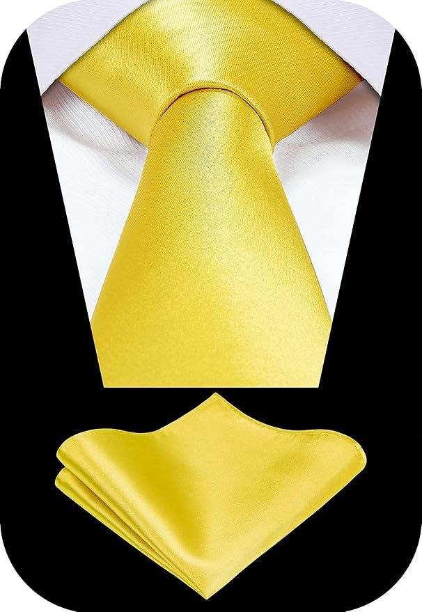 TIE G 5pcs Tie Set in WHITE OR BLACK GIFT BOX: Solid Color Necktie, Satin Bow Tie, Pocket Square, Lapel, Cuff Links