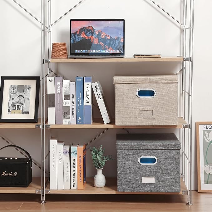 File Organizer Collapsible Storage Box for Office File Box with Lids Document Organizer for Office and Home Easy Slide Durable Hanging File Box (Gray)