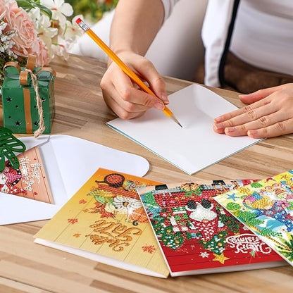 Saillong 12 Pack Valentine's Day Diamond Painting Greeting Card Kit Holiday Diamond Art Cards with Envelopes Season 5D Rhinestones Painting Making Kits for Adult DIY Craft Family Friend Holiday Gift