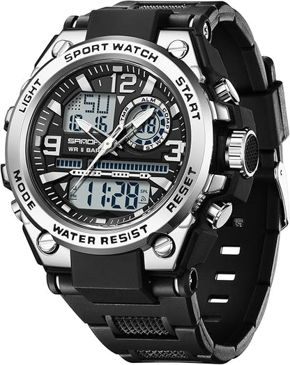 KXAITO Men's Watches Sports Outdoor Waterproof Military Watch Date Multi Function Tactics LED Alarm Stopwatch