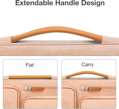 MOSISO 360 Protective Laptop Case 13.3 inch, 13-13.3 inch Laptop Sleeve Compatible with MacBook Air/Pro 13 / Pro 14,HP Dell Acer ASUS,Side Open Carrying Case with 4 Zipper Pockets&Handle, Peach Fuzz