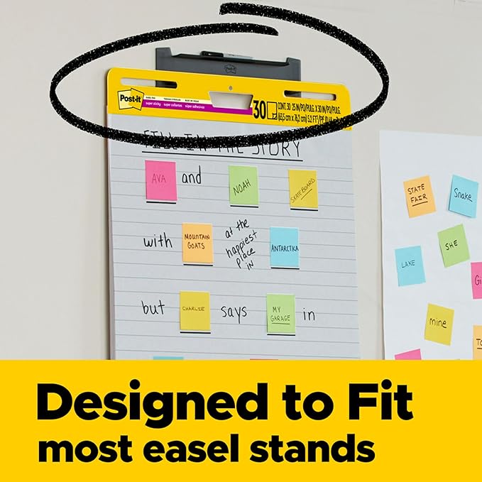 Post-it Super Sticky Easel Pad, 25 x 30 Inches, 30 Sheets/Pad, 6 Pads (561WL VAD 6PK), Large White Lined Premium Self Stick Flip Chart Paper