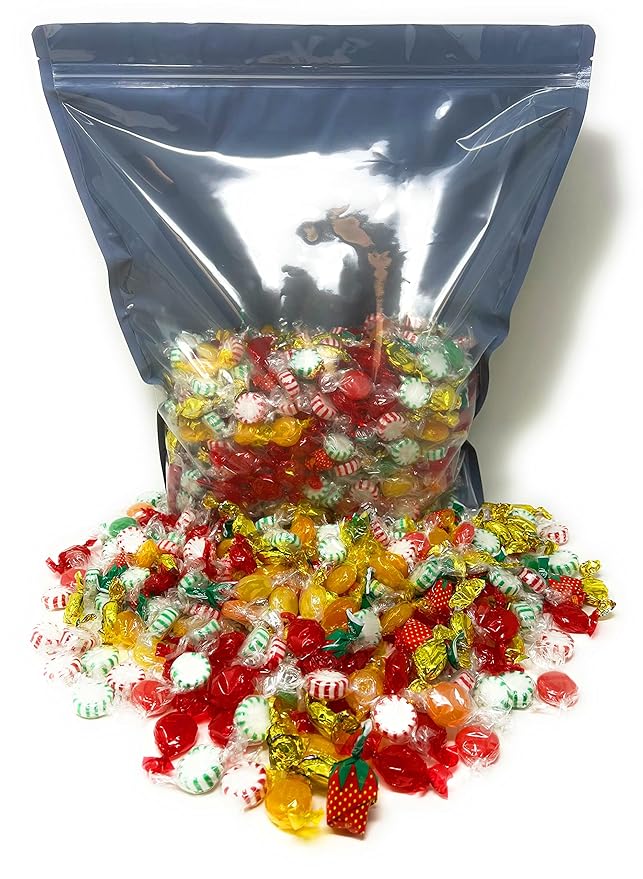 Holiday American Old Fashioned Hard Candy - 10 lbs - Peppermint and Spearmint Starlights, Cinnamon Disks, Butterscotch, Strawberry Jelly Filled Candy and Fruity Hard Candy - Bulk Holiday Classics Assortment- Individually Wrapped, 160 oz.