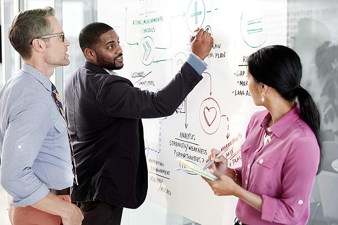 Post-it Dry Erase Whiteboard Film Surface for Walls, Doors, Tables, Chalkboards, Whiteboards, and More, Removable, Stain-Proof, Easy Installation, 50 ft x 4 ft Roll (DEF50X4)