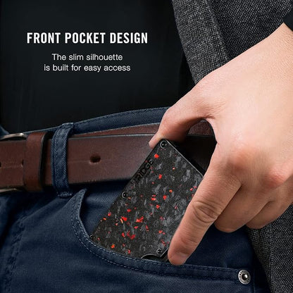 The Ridge Wallet for Men - Slim Minimalist Compact Wallet and Card Holder, RFID Protected Front Pocket Wallets with Integrated Money Clip (Forged Ember)