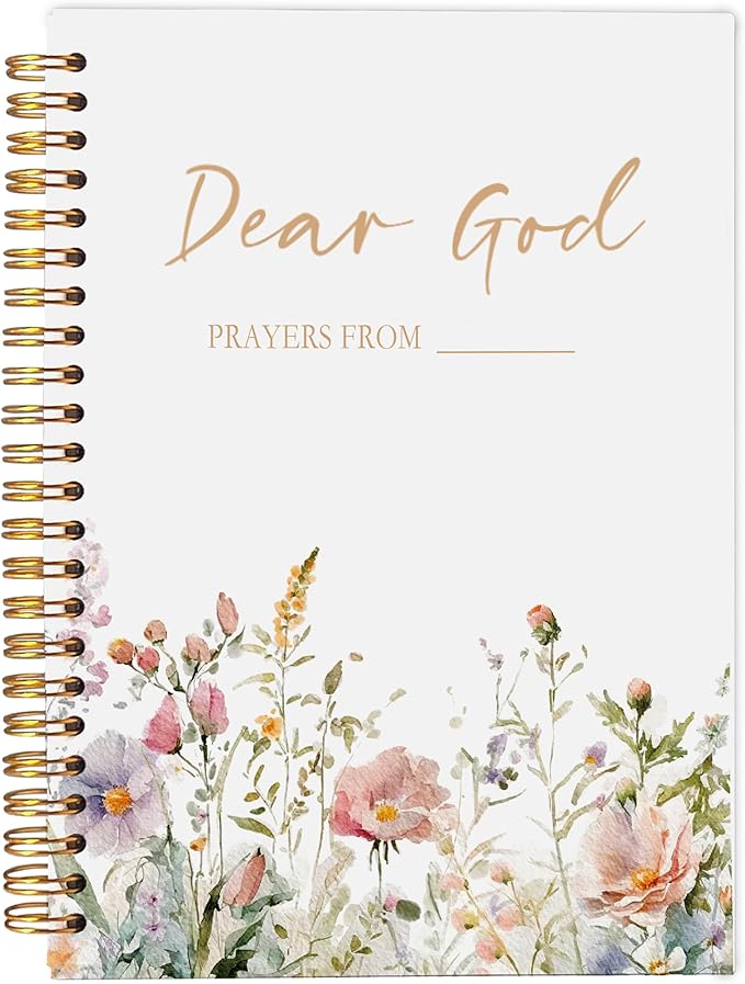 Floral Christian Notebook Journal - Dear God Prayer Journal,Christian Gifts for Women, Bible Journal Notebooks for Note Taking, Bible Journaling Notebook, Spiral Notebook 5.5x8.3