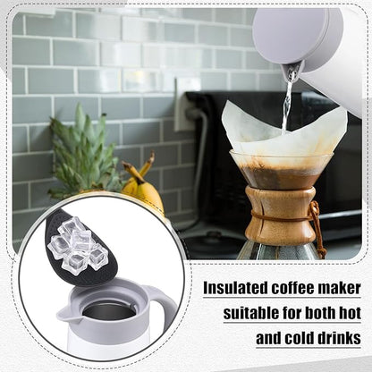 2 Pcs 27oz Thermal Coffee Carafe Stainless Steel Coffee Pot for Keeping Hot/cold Insulated Double Walled Vacuum Tea Pot with Press Button Drink Beverage Dispenser for Milk Tea(White)
