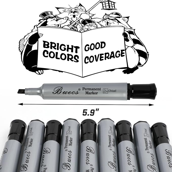 Permanent Markers, 80 Count Black Permanent Markers, Chisel tip, Waterproof &Fade Resistant, Quick Drying, Office Supplies for School, Office, Home