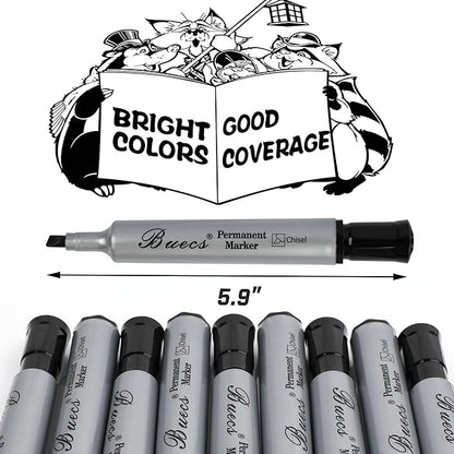Permanent Markers, 80 Count Black Permanent Markers, Chisel tip, Waterproof &Fade Resistant, Quick Drying, Office Supplies for School, Office, Home