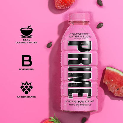 PRIME HYDRATION Duo - Strawberry Watermelon & Lemonade, Sports Drinks, Electrolyte Enhanced for Ultimate Hydration, 250mg BCAAs, B Vitamins, Antioxidants, Low Sugar, 12 Fl Oz (Pack of 24)