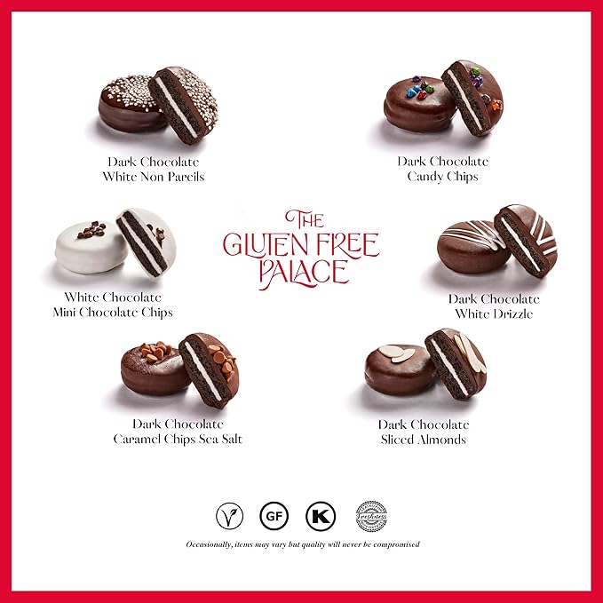Gluten Free Palace Holiday Chocolate Covered Cookies Gift Basket – Vegan Gluten Free Treats for Christmas, Thanksgiving & New Year – Gourmet Cookie Gift for Men & Women (6 Count)