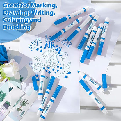Janlaugh 36 Pcs Light Blue Washable Markers Bulk Coloring Broad Line Markers for Kids Light Blue Conical Tip Drawing Pen for School Travel Art Baby Shower Gender Reveal Party Supplies, Ages 6+
