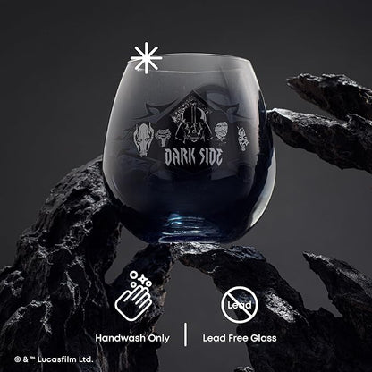 JoyJolt Star Wars Dark Side Stemless Drinking Glasses Set of 4, 15 oz Tumblers, Kitchen Glasses ft. General Grievous, Kylo Ren, Darth Vader, Emperor Palpatine, Darth Maul