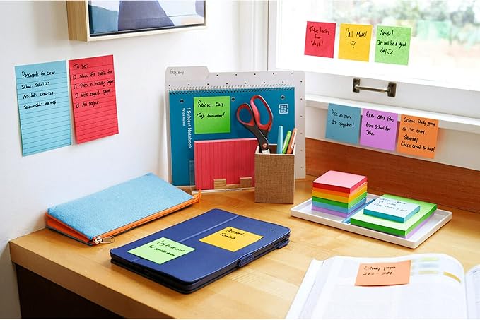 Post-it Super Sticky Notes, 5 Sticky Note Pads, 3 x 3 in., School Supplies, Office Products, Sticky Notes for Vertical Surfaces, Monitors, Walls and Windows, Orchid Frost Lavender