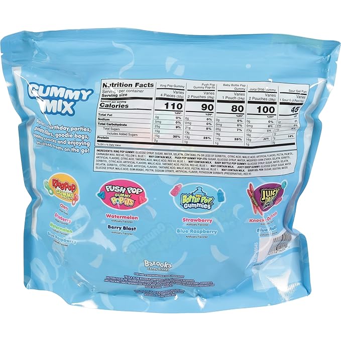 Bazooka Brands Christmas Gummy Candy Variety Pack, 52 Ct Chewy Gummy Candy Individually Wrapped in Fruity Flavors For Birthday Party Favors, Stocking Stuffers, Candy Bowls, Kids Gift
