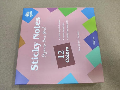 2400 pcs Small Sticky Notes,2 x 1.5 Colored Notes Pads,24 Pack Bright Colors Self-Stick Notes,Super Adhesive Sticky Notes,Mini Post Stickies for Office Home School (12 Colours)