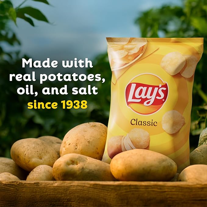Lay's Salt & Vinegar Flavored Potato Chips, 1 oz Bags, (40 Count) (Packaging May Vary)