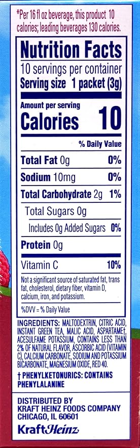 Crystal Light On The Go Raspberry Green Tea, 10-Packet Box (Pack of 7)